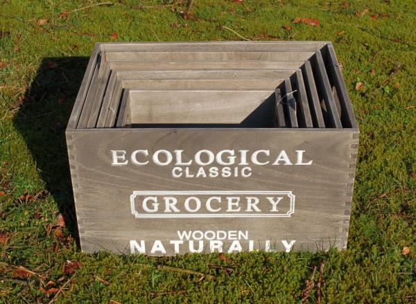 6er Set Holzkisten shabby "Grocery"